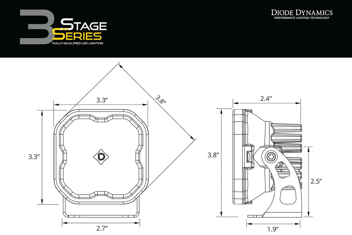 Stage Series 3" SAE/DOT White Sport LED Pod (pair) - Blaze Off-Road