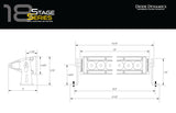 Diode Dynamics 18 In LED Light Bar Single Row Straight - Amber Combo Each Stage Series