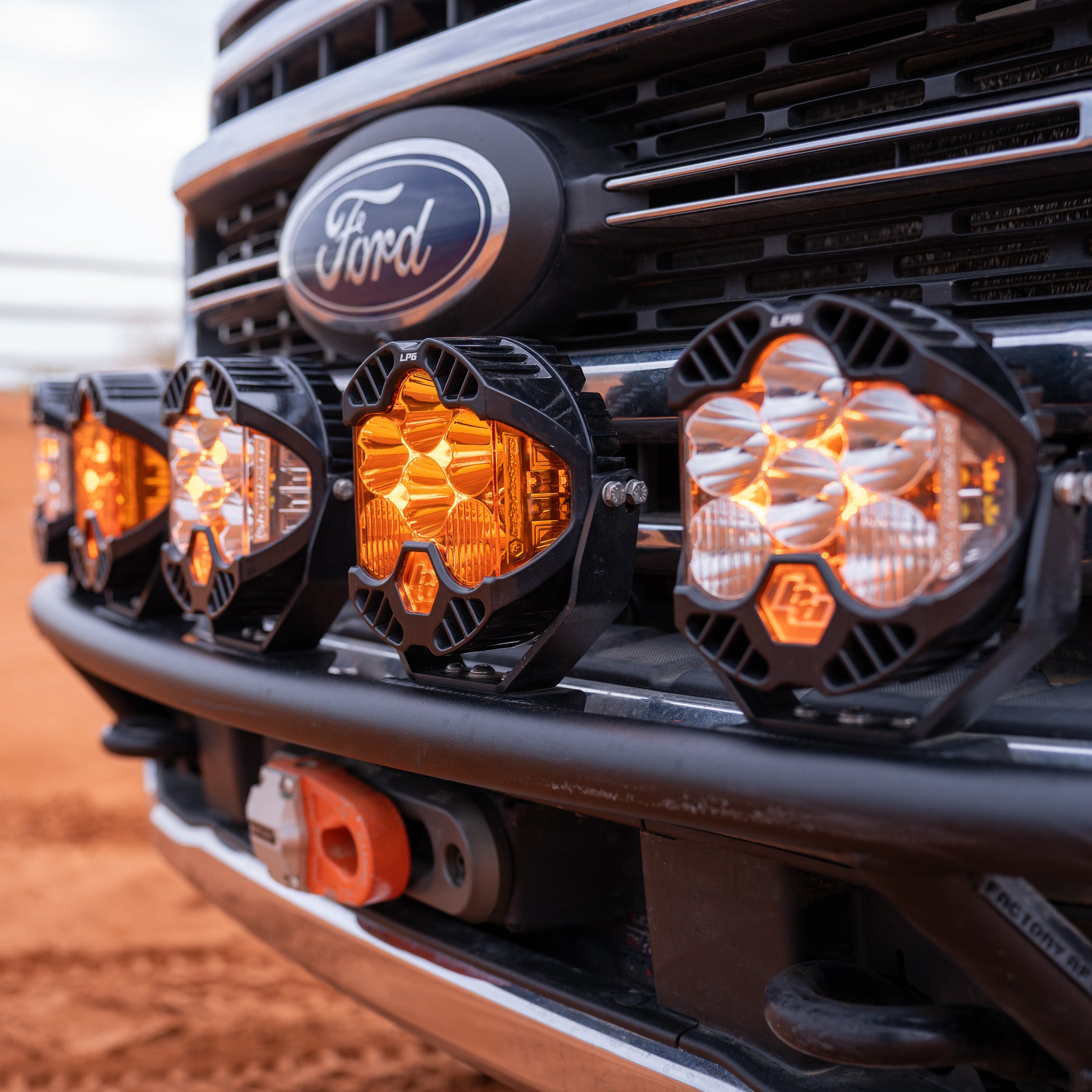 2017 - 2025 Ford Super Duty Factory Aftermarket Light Mount - 5 Round Off-Road Light Tabs