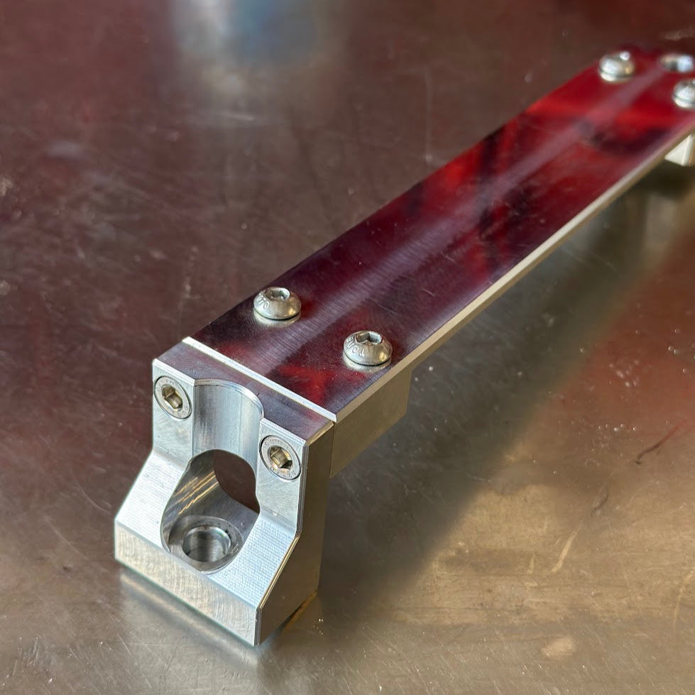 Ford super duty billet battery tie down side profile. 6061 Aluminum.