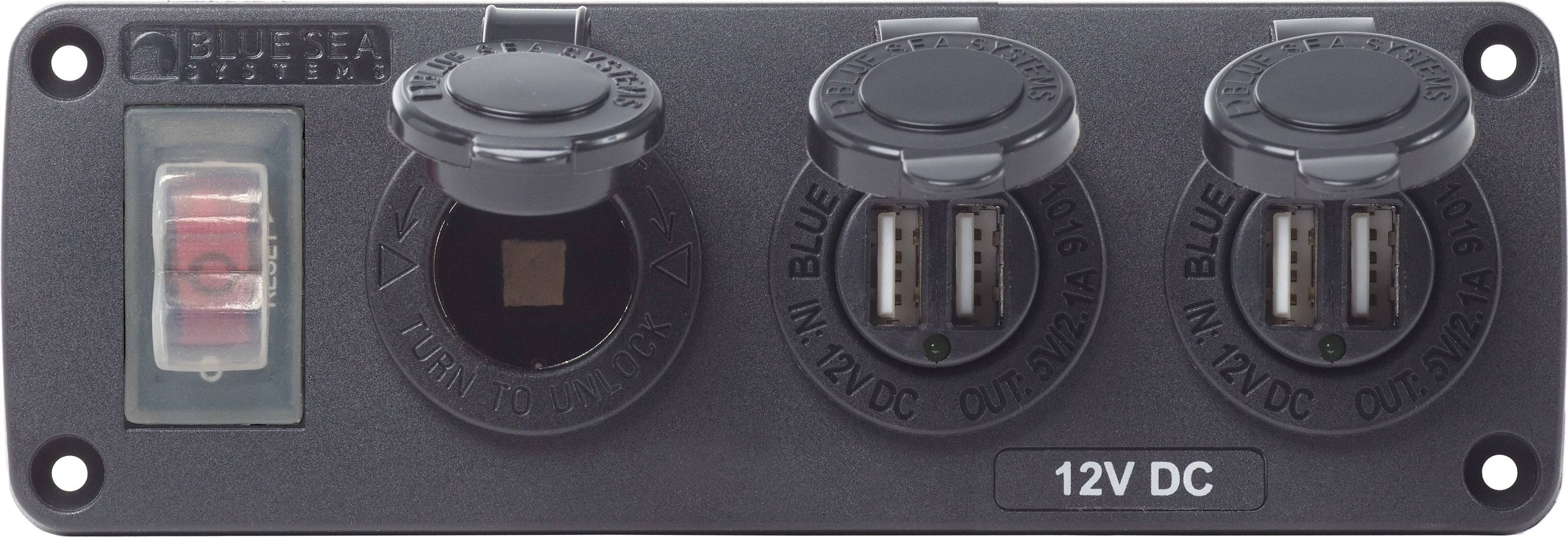 Water-Resistant Accessory Panel - 15A Circuit Breaker, 12V Socket, 2x 2.1A Dual USB Chargers - Blaze Off-Road