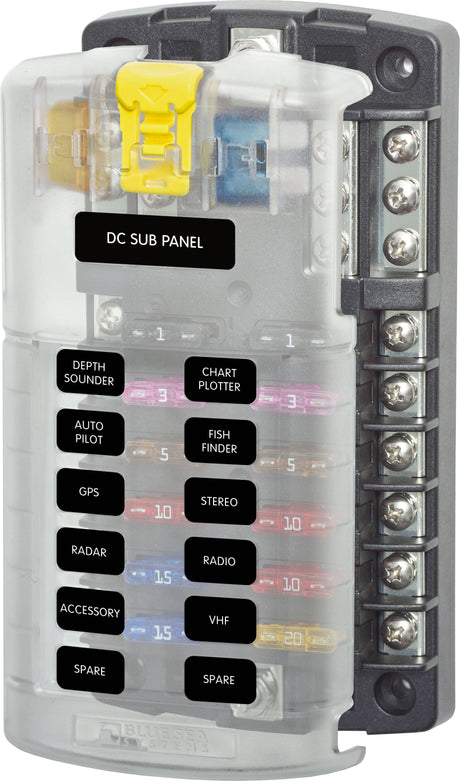 ST Blade Fuse Block - 12 Circuits with Negative Bus and Cover - Blaze Off-Road