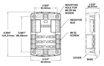 ST Blade Fuse Block - 6 Circuits with Negative Bus and Cover - Blaze Off-Road