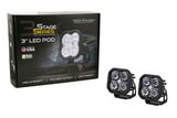 Stage Series 3" SAE/DOT White Pro LED Pod (pair) - Blaze Off-Road