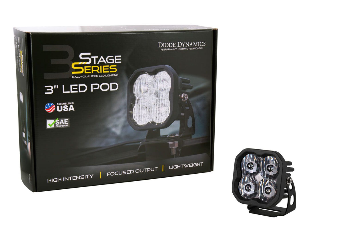 Stage Series 3" SAE/DOT White Pro LED Pod (one) - Blaze Off-Road