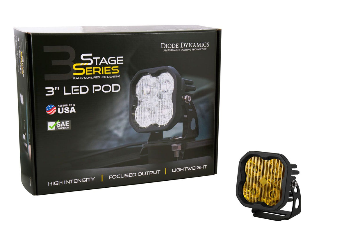 Stage Series 3" SAE Yellow Pro LED Pod (one) - Blaze Off-Road